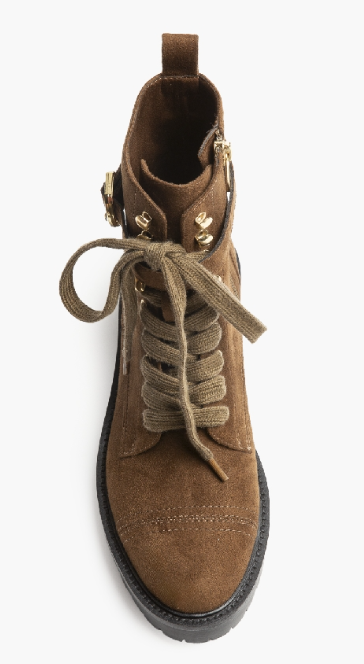 BOTÍN CORDONES SERRAJE MARRÓN HEBILLA DORADA