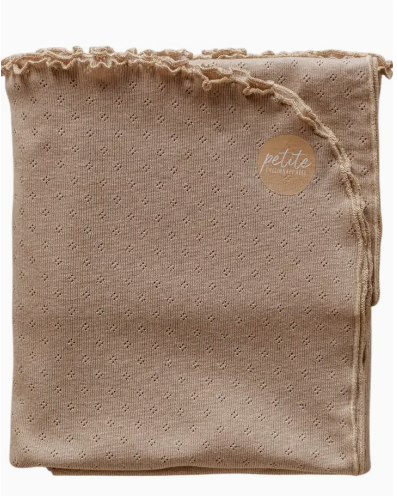 MANTA PUNTO DE OJAL GRANDE BEIGE 110 x 110 cm